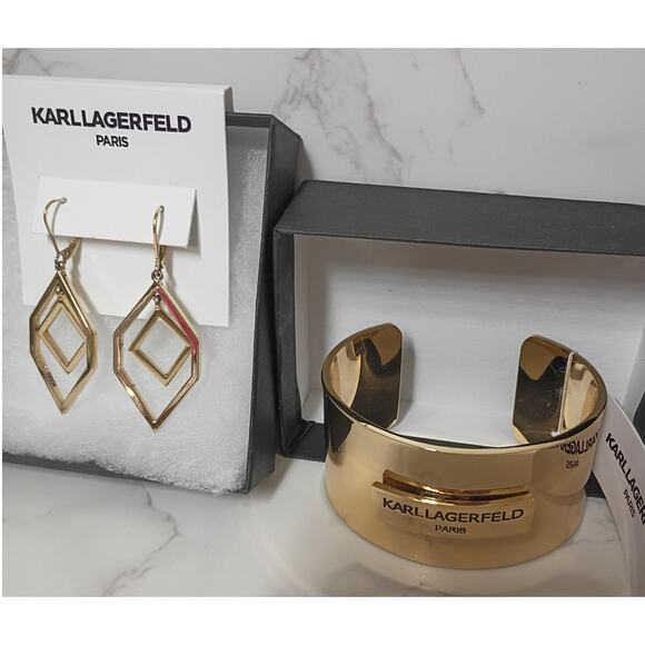 Karl Lagerfeld Paris Jewelry - KARL LAGERFELD PARIS Gold Cuff Bracelet & Earrings Bundle - NWT